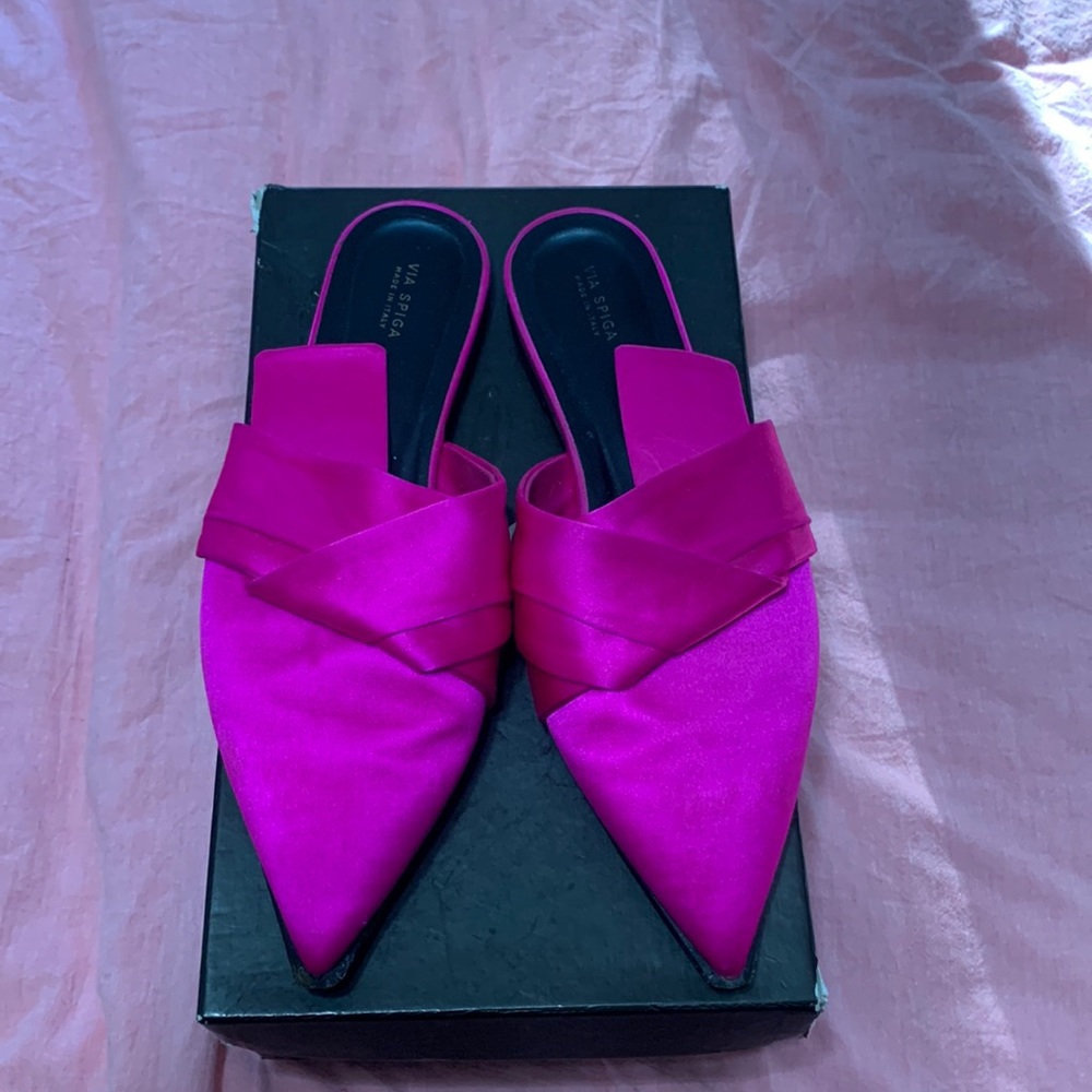 VIA SPIGA SATIN PINK MULES